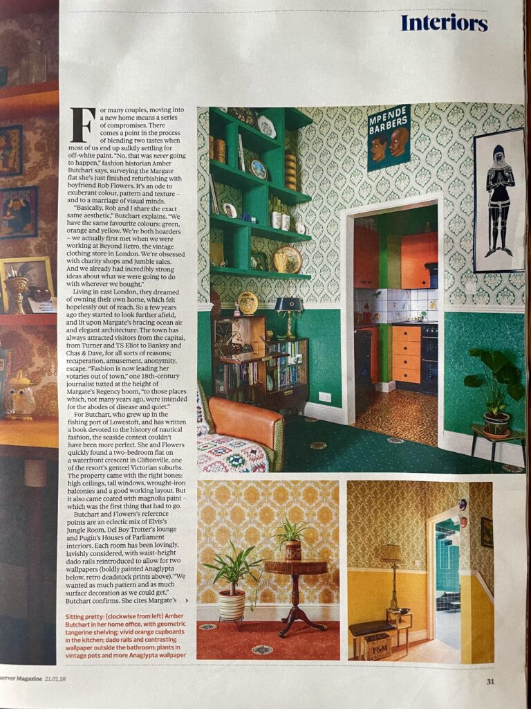 Second page of a three page article on the apartment renovation of Amber Butchart and Rob Flowers